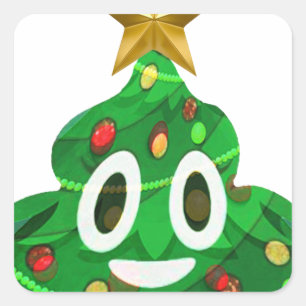 Pegatina Cuadrada Emoji del impulso del árbol de navidad