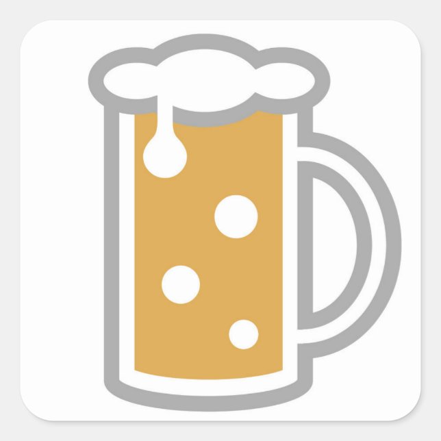 Pegatina Cuadrada Emoji divertida de cerveza (Anverso)