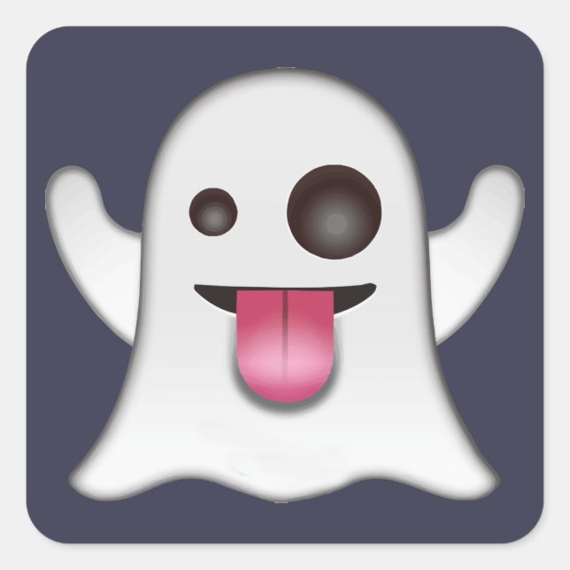 Pegatina Cuadrada Emoji fantasma (Anverso)