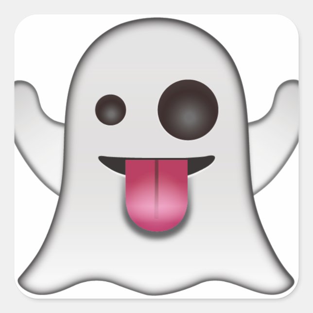 Pegatina Cuadrada Emoji fantasma asustada Diversión Guay (Anverso)