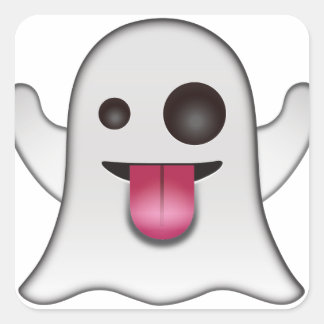 Pegatina Cuadrada Emoji fantasma asustada Diversión Guay