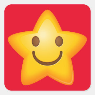 Pegatina Cuadrada Emoji feliz de la estrella