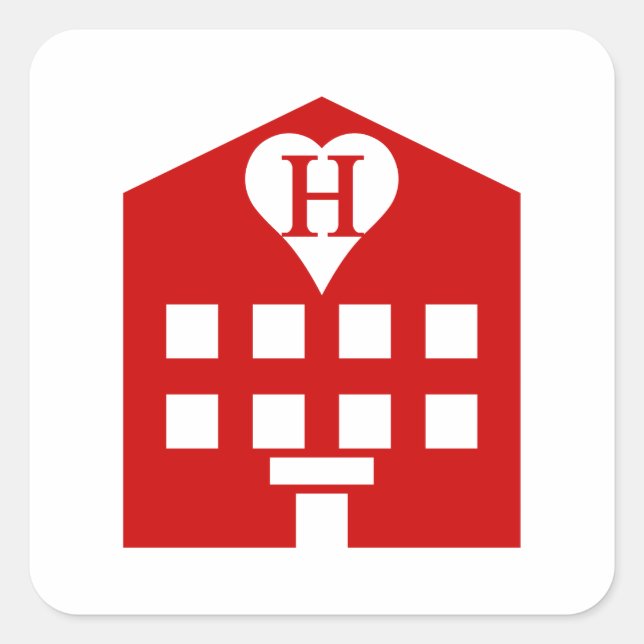 Pegatina Cuadrada Emoji japonesa del Love Hotel (Anverso)