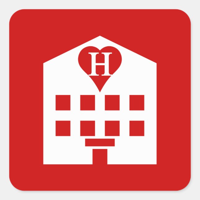 Pegatina Cuadrada Emoji japonesa del Love Hotel (Anverso)