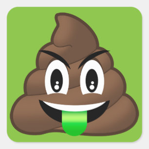 Pegatina Cuadrada Emoji loca del impulso de la lengua verde