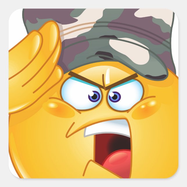 Pegatina Cuadrada emoji militar (Anverso)