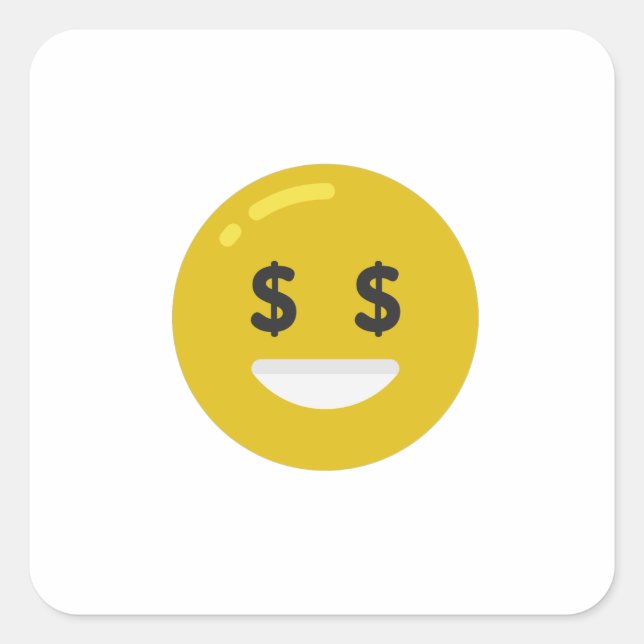 Pegatina Cuadrada emoji ocular de dinero (Anverso)