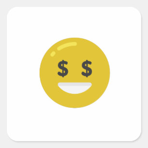 Pegatina Cuadrada emoji ocular de dinero