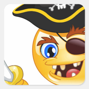 Pegatina Cuadrada emoji pirata