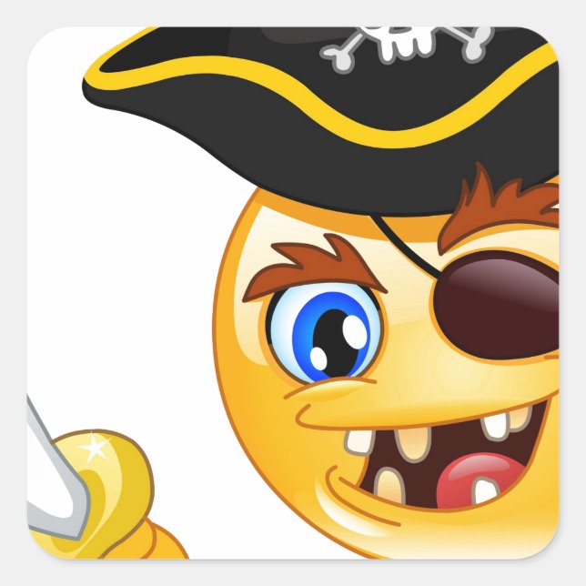Pegatina Cuadrada emoji pirata (Anverso)