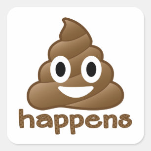 Pegatina Cuadrada Emoji Poop Happens