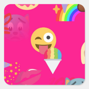Pegatina Cuadrada emoji rosa caliente