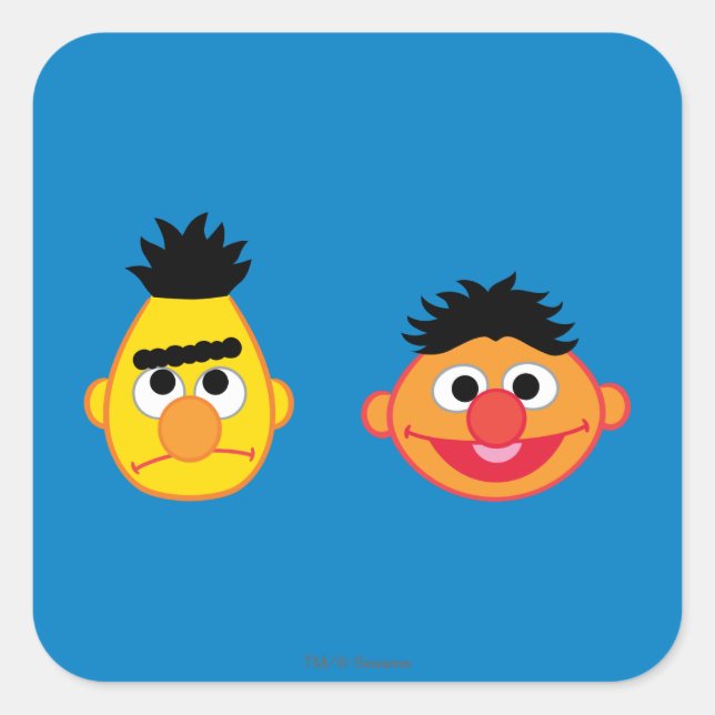 Pegatina Cuadrada Emojis de Bert y Ernie (Anverso)