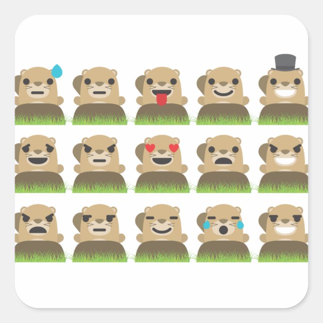 Pegatina Cuadrada emojis de manada (Anverso)