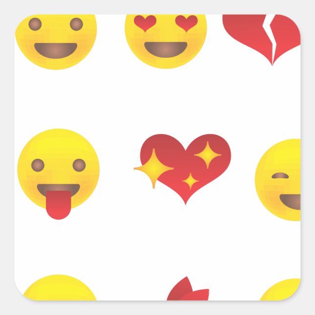 Pegatina Cuadrada Emojis de San Valentín (Anverso)