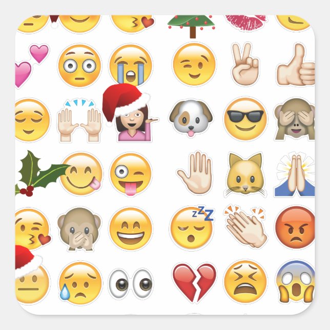 Pegatina Cuadrada emojis navidades (Anverso)