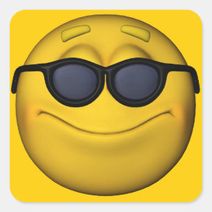 Pegatina Cuadrada Emoticón Con Gafas De Sol