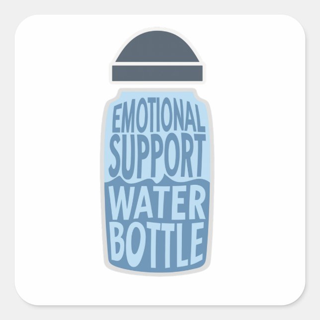 Pegatina Cuadrada Emotional Support Water Bottle – Funny  (Anverso)