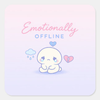 Pegatina Cuadrada Emotionally Offline Aesthetic Introvert