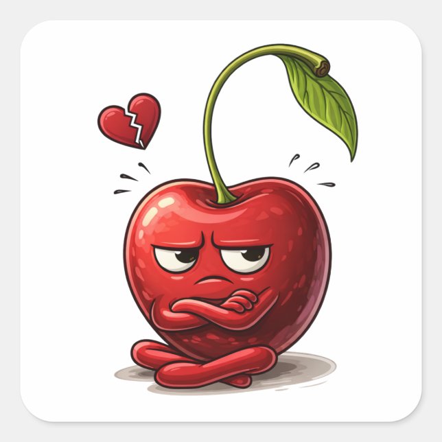 Pegatina Cuadrada Emotionally Unavailable Cherry Sticker (Anverso)