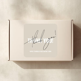 Pegatina Cuadrada Empaque beige moderno gracias