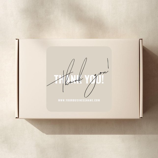 Pegatina Cuadrada Empaque beige moderno gracias (Subido por el creador)