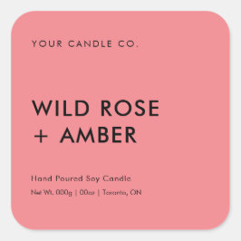 Pegatina Cuadrada Empaquetado Minimalista Elegante Moderno Rosa