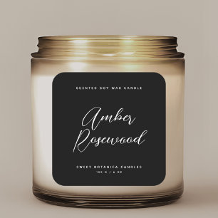 Pegatina Cuadrada Empaquetado moderno de productos de velas en negro