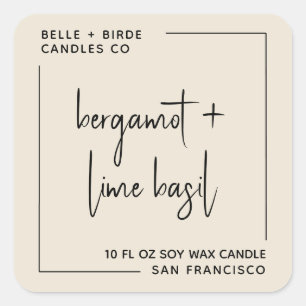 Pegatina Cuadrada Empaquetado moderno de velas con código de secuenc