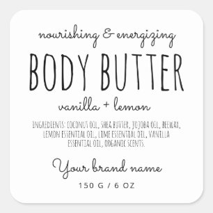 Pegatina Cuadrada Empaquetado simple minimalista mantequilla blanca 