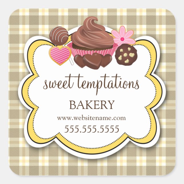 Pegatina Cuadrada Empaquetamiento de galletas de pasteles de pastele (Anverso)