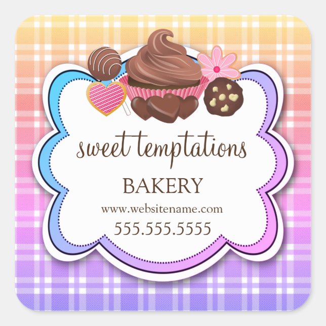 Pegatina Cuadrada Empaquetamiento de galletas de pasteles de pastele (Anverso)