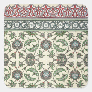 Pegatina Cuadrada Emparede las tejas de la mezquita de Cheykhoun,