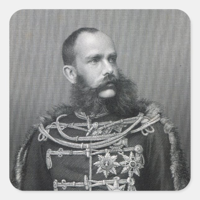Pegatina Cuadrada Emperador Franz José I de Austria (Anverso)