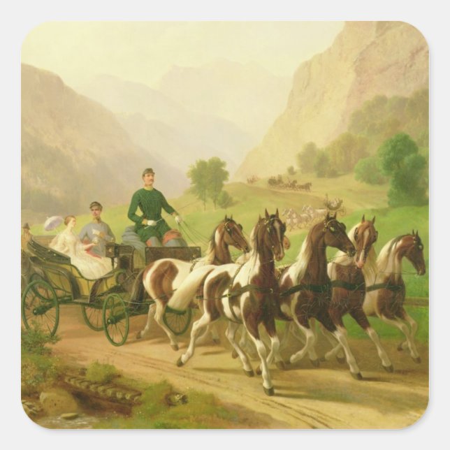 Pegatina Cuadrada Emperador Franz José I de Austria (Anverso)