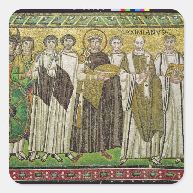 Pegatina Cuadrada Emperador Justiniano I (Anverso)