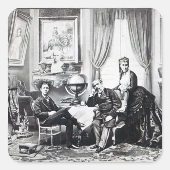 Pegatina Cuadrada Emperador Napoleón III (Anverso)