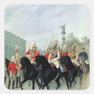 Pegatina Cuadrada Emperador Nicolás I y Gran Duque Alejandro