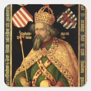 Pegatina Cuadrada Emperador Sigismund, emperador romano santo