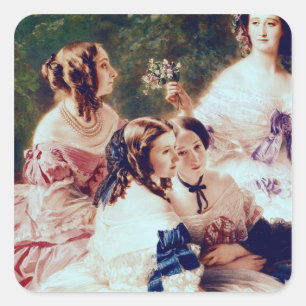 Pegatina Cuadrada Emperatriz Eugenie y sus señoras en esperar