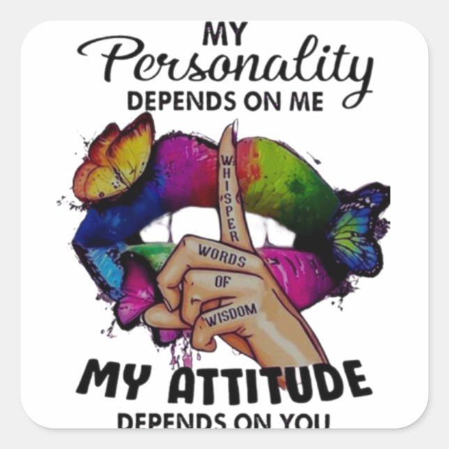 Pegatina Cuadrada Empowring Lips Influence Your World (Anverso)