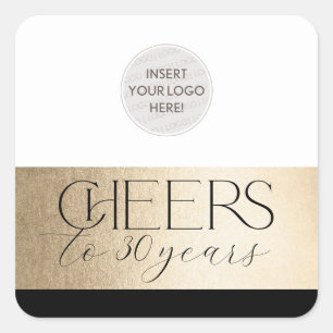 Pegatina Cuadrada EMPRESA ANIVERSARIO elegante negocio oro negro