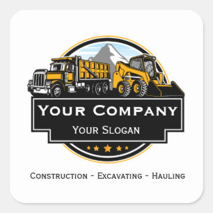 Pegatina Cuadrada Empresa de construcción de equipo pesado profesion
