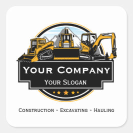 Pegatina Cuadrada Empresa de construcción de equipo pesado profesion