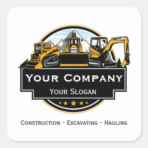 Pegatina Cuadrada Empresa de construcción de equipo pesado profesion