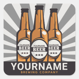 Pegatina Cuadrada Empresa de elaboración de cerveza artesanal con bo