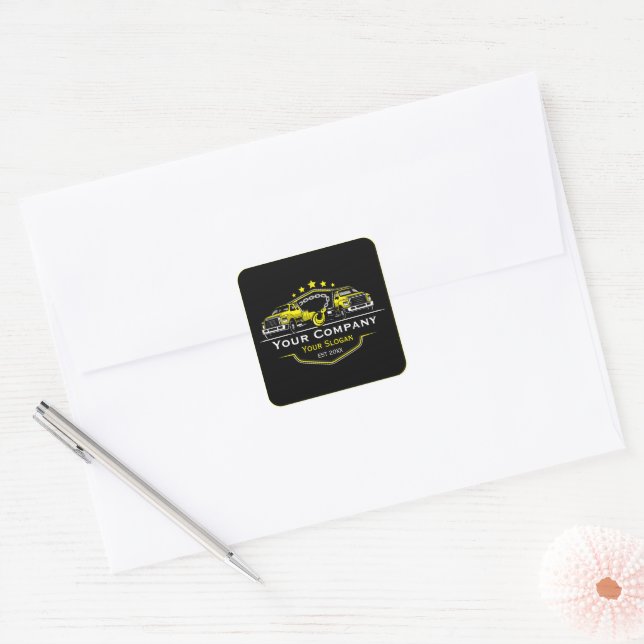 Pegatina Cuadrada Empresa de Remolque Profesional, Servicio de Trans (Sobre)