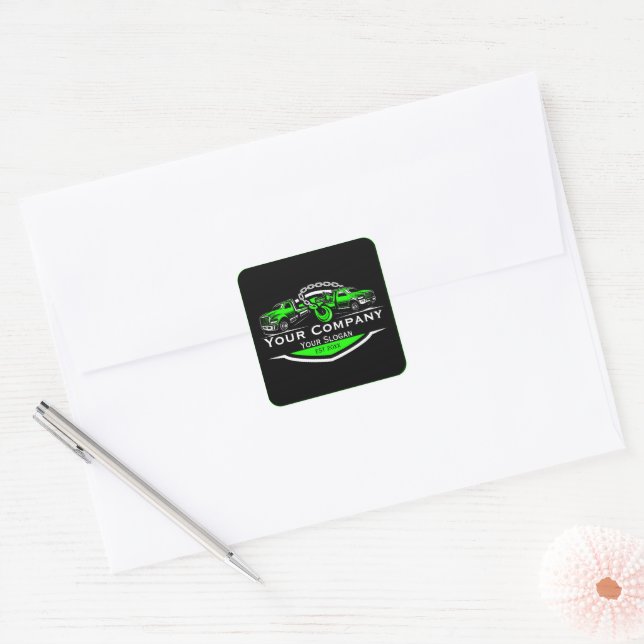 Pegatina Cuadrada Empresa de Remolque Profesional, Servicio de Trans (Sobre)