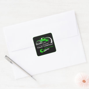 Pegatina Cuadrada Empresa de Remolque Profesional, Servicio de Trans
