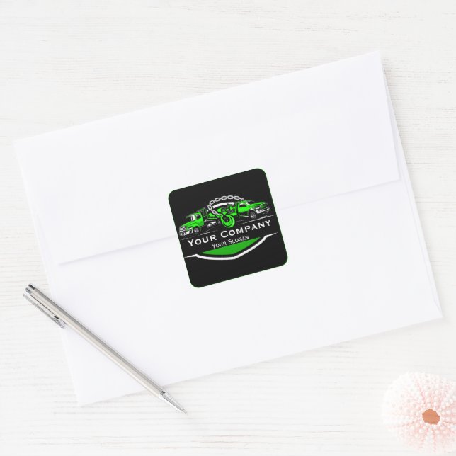 Pegatina Cuadrada Empresa de Remolque Profesional, Servicio de Trans (Sobre)